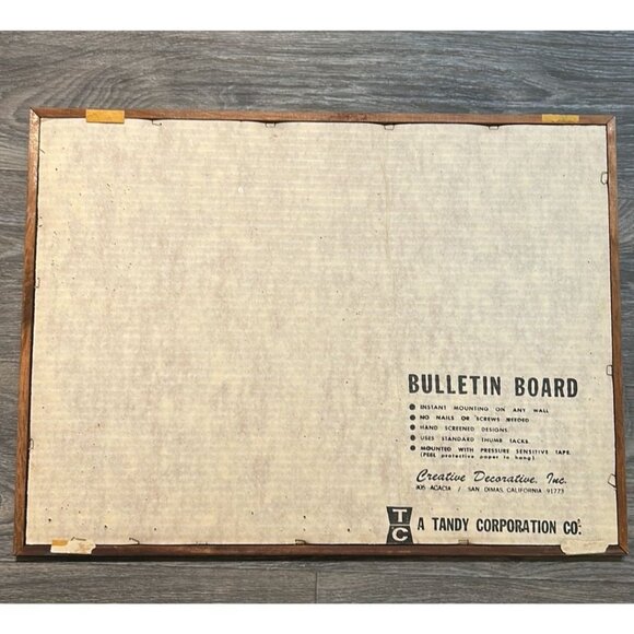 Vintage Tandy Mushroom Bulletin Memo Board Burlap Wall Hanging Size 18 x 24 60's - Picture 7 of 8